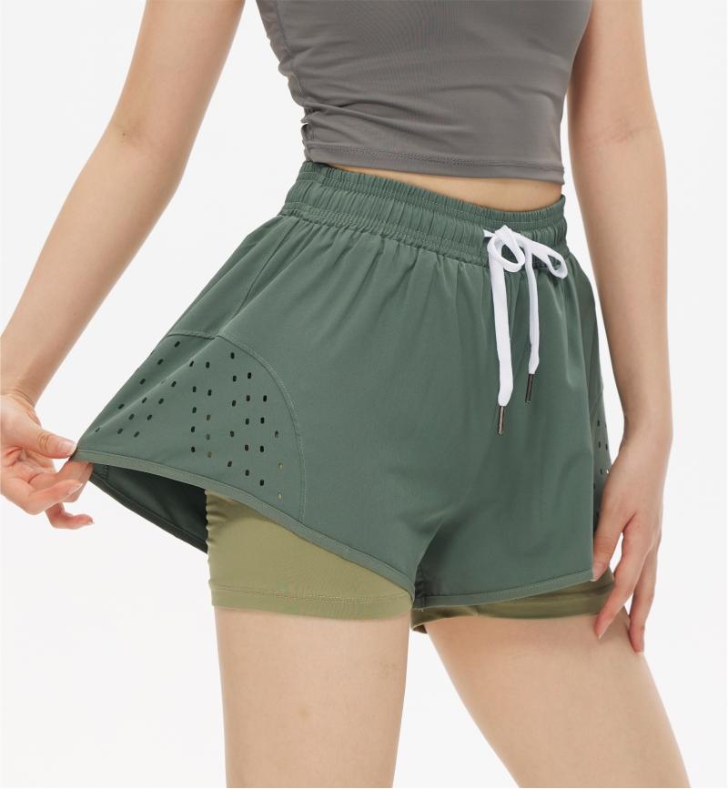 015# Women Double-layer Shorts Three-quarter Pants