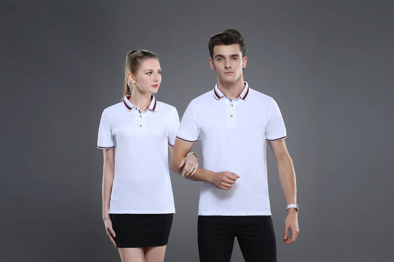 6885# Cotton-polyester double-sided collar short sleeve lapel