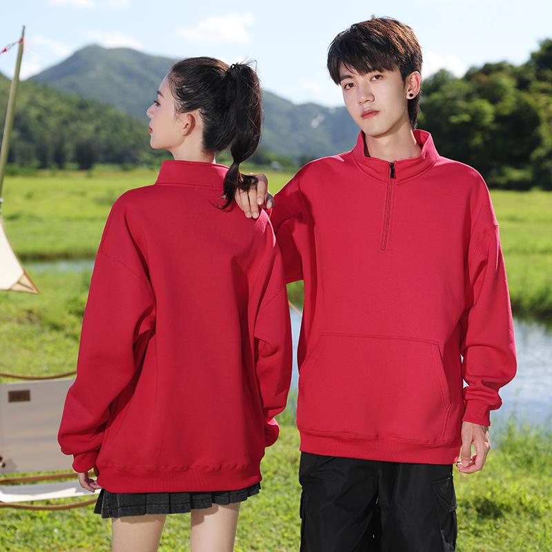 366#600g drop shoulder cotton long staple cotton thick stand collar short zipper polar fleece