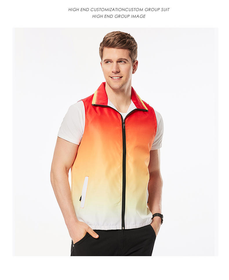 T251#Full body printed gradient composite vest zipper