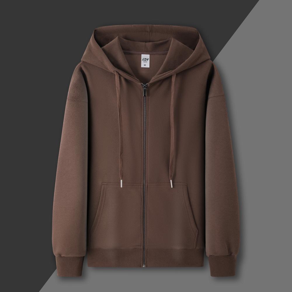 ML03# Heavy National Trend Cotton (Erosion Wool) Zipper Hoodie (Double-layer Hat)