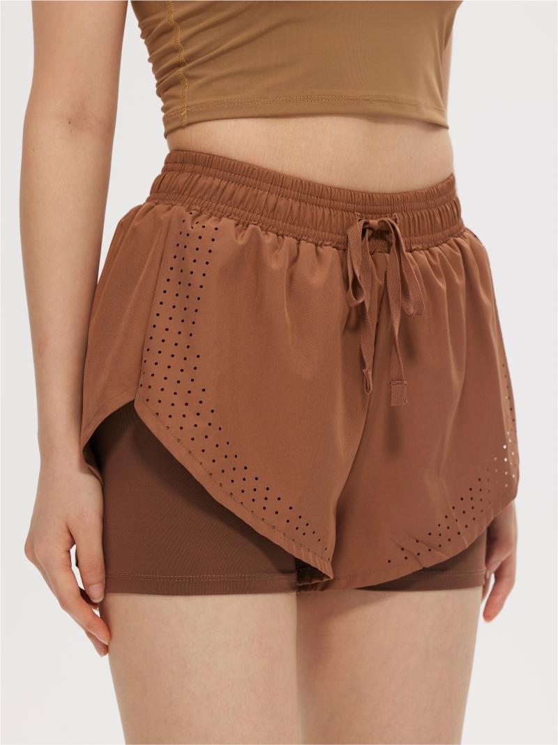 029# Women Double-layer Shorts Three-quarter Pants