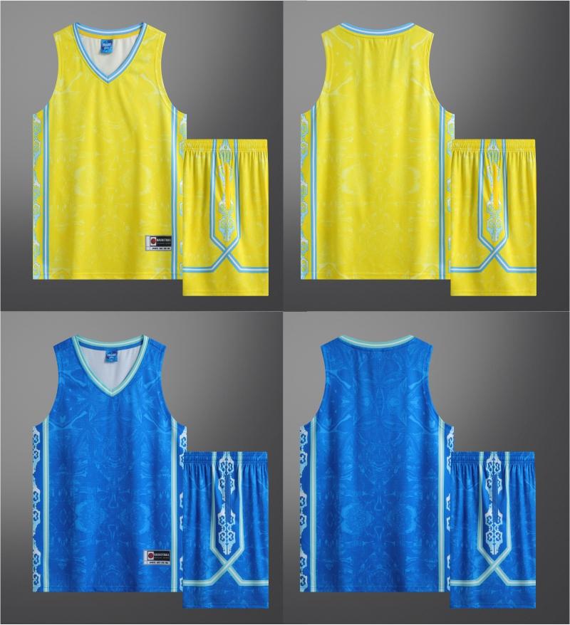 223104# Children basketball uniform set double pockets full body printing