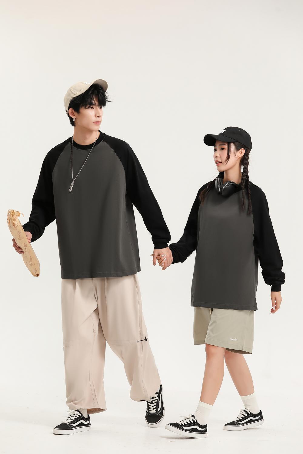 8619# Pure cotton trendy brand raglan long sleeves/250g