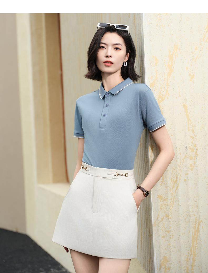 99205#Long-staple cotton lapel short sleeves