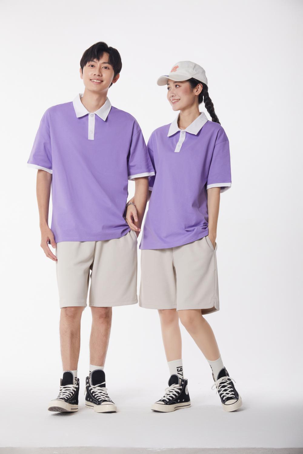 78019#240g Fashion brand drop shoulder contrast color POLO shirt