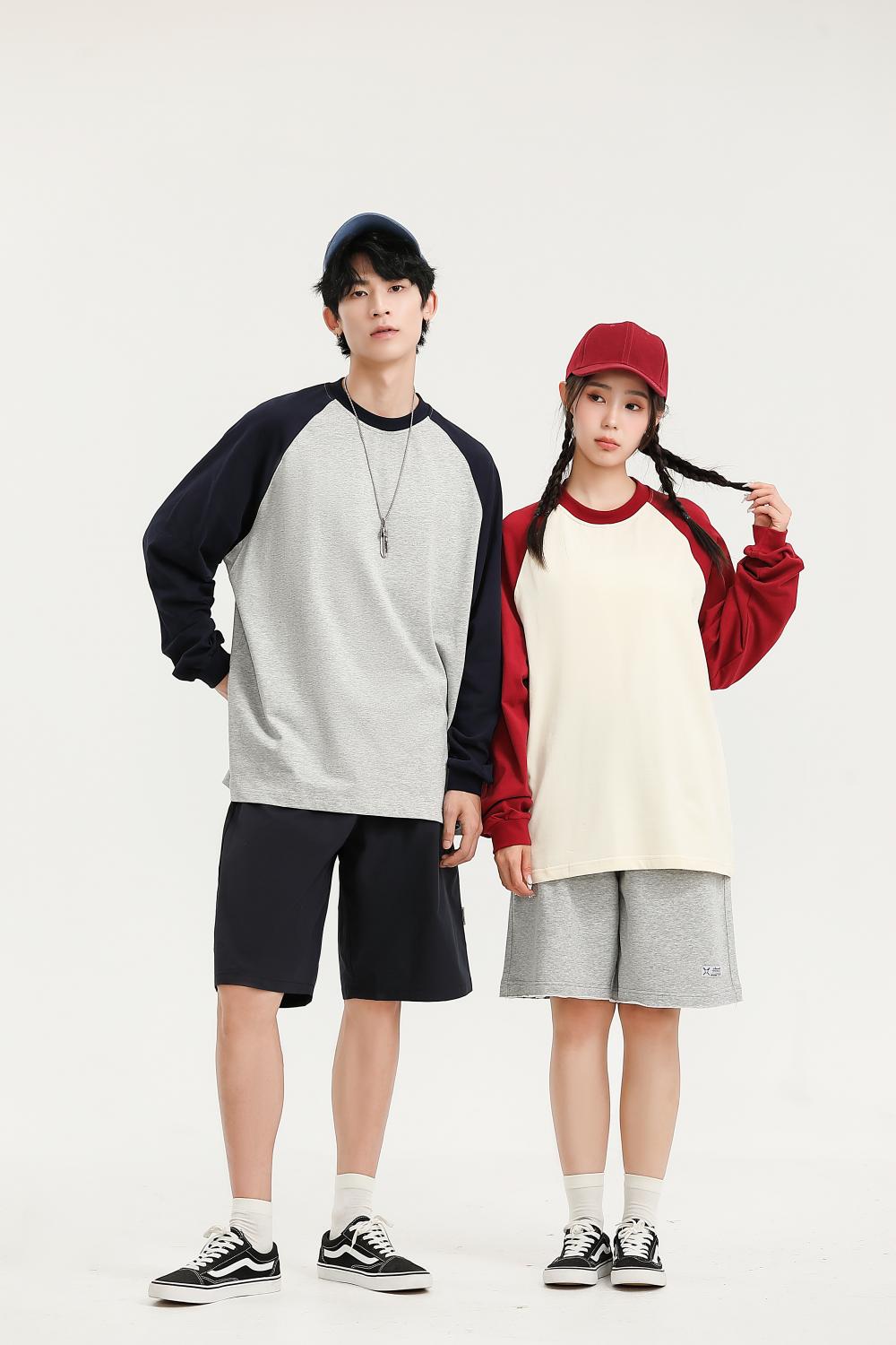 8619# Pure cotton trendy brand raglan long sleeves/250g