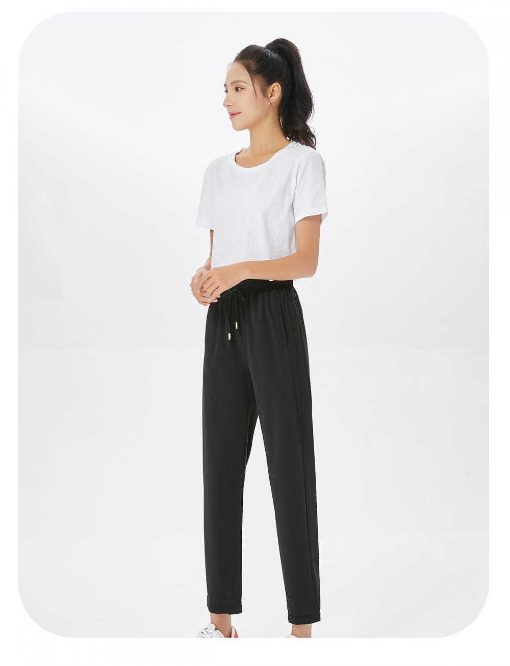 9216 Women Ice Silk Straight Trousers (No Zipper)