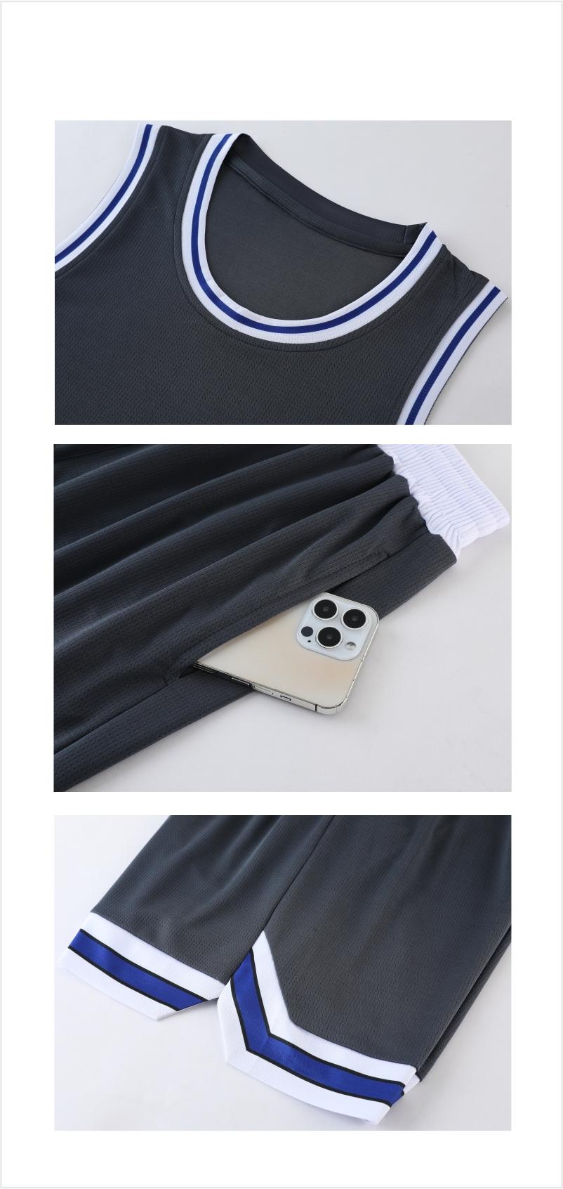 246# Basketball Suit Double Pockets Interlaced Slits