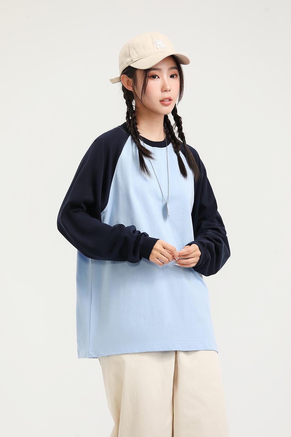 8619# Pure cotton trendy brand raglan long sleeves/250g