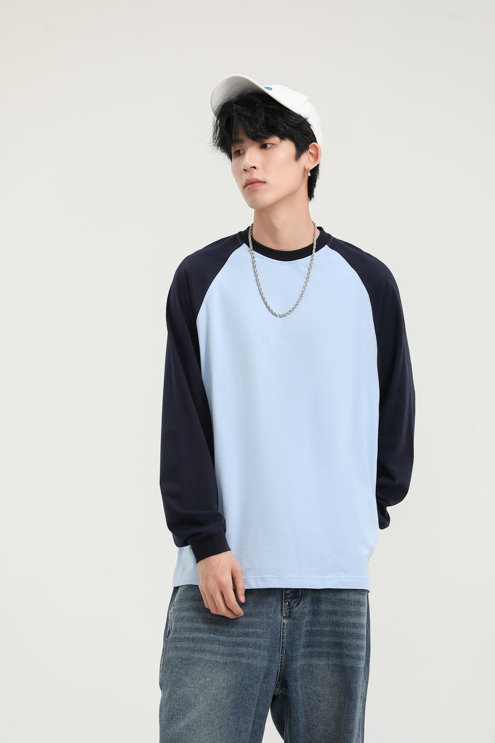 8619# Pure cotton trendy brand raglan long sleeves/250g