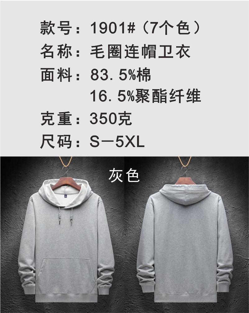 LY1901# Classic Terry Hoodie 350g Cotton