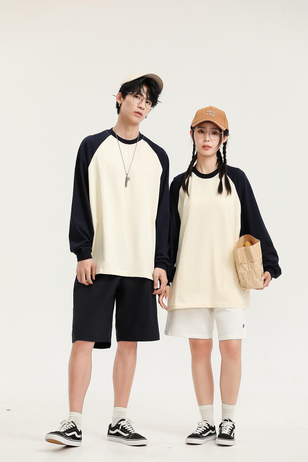 8619# Pure cotton trendy brand raglan long sleeves/250g