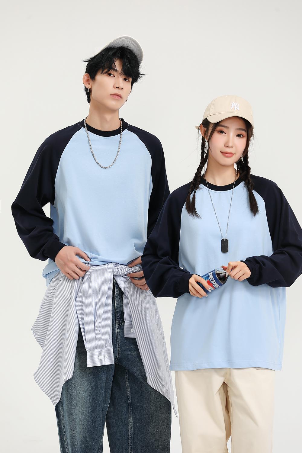 8619# Pure cotton trendy brand raglan long sleeves/250g