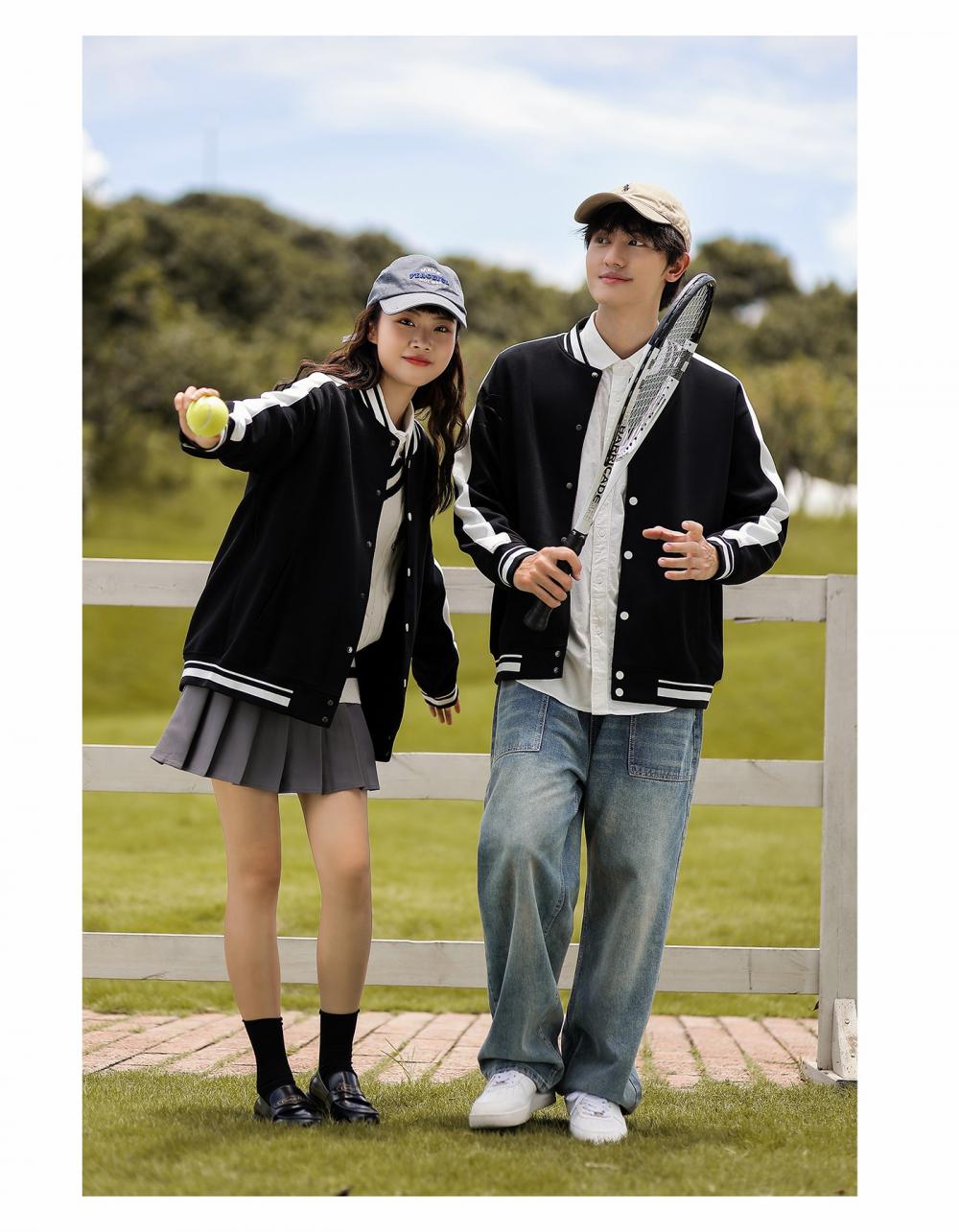 78111#380g double-sided trendy casual baseball jacket