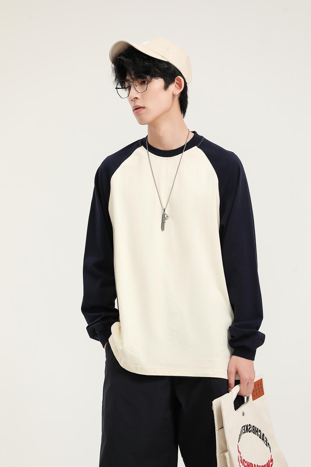 8619# Pure cotton trendy brand raglan long sleeves/250g