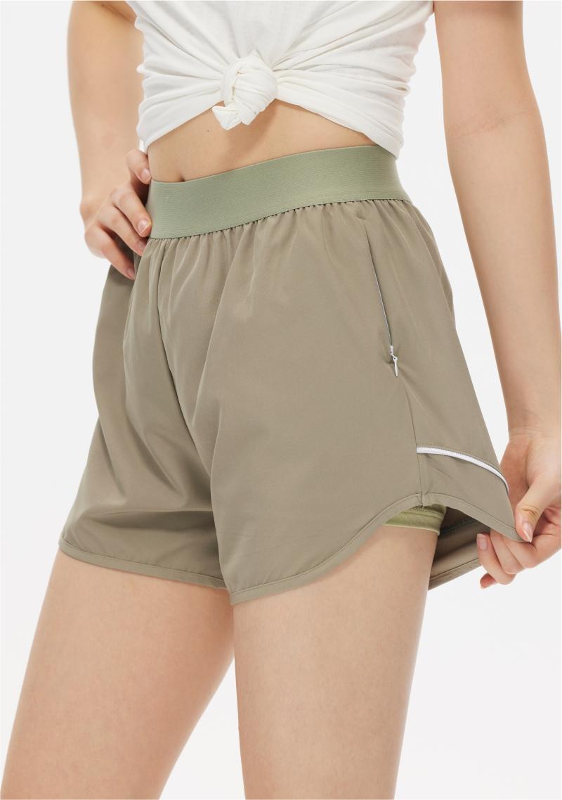 031# Women Double-layer Shorts Three-quarter Pants