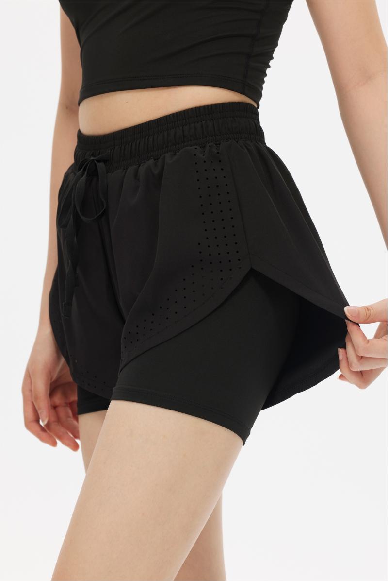 029# Women Double-layer Shorts Three-quarter Pants