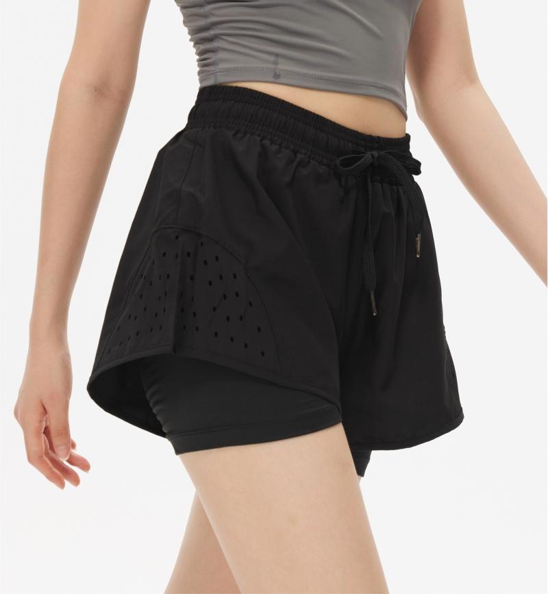 015# Women Double-layer Shorts Three-quarter Pants