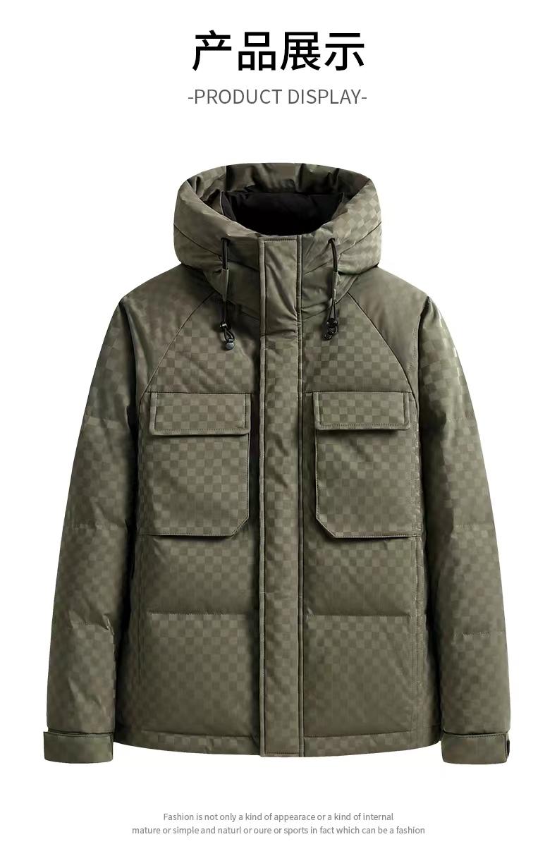 HZ Guochao chessboard stand collar down jacket/90% white duck down