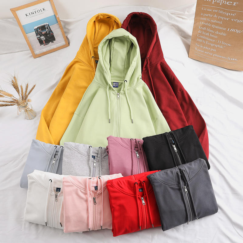 DD103# 310G E-commerce Hooded Zipper-11 Colors Thin