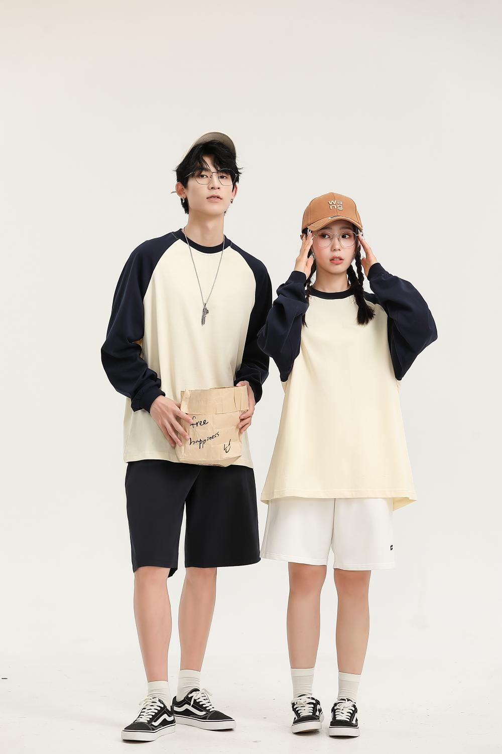 8619# Pure cotton trendy brand raglan long sleeves/250g