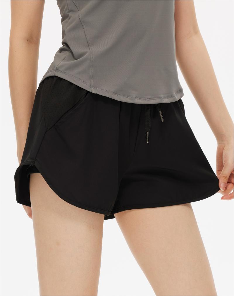 019# Women Double Layer Shorts Three Pants