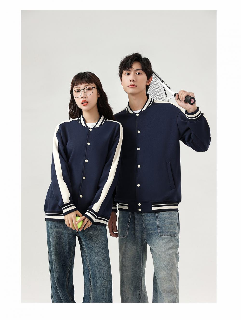 78111#380g double-sided trendy casual baseball jacket