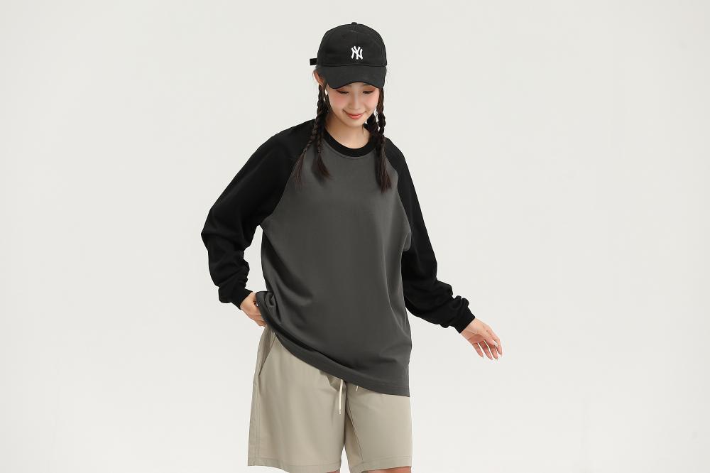 8619# Pure cotton trendy brand raglan long sleeves/250g