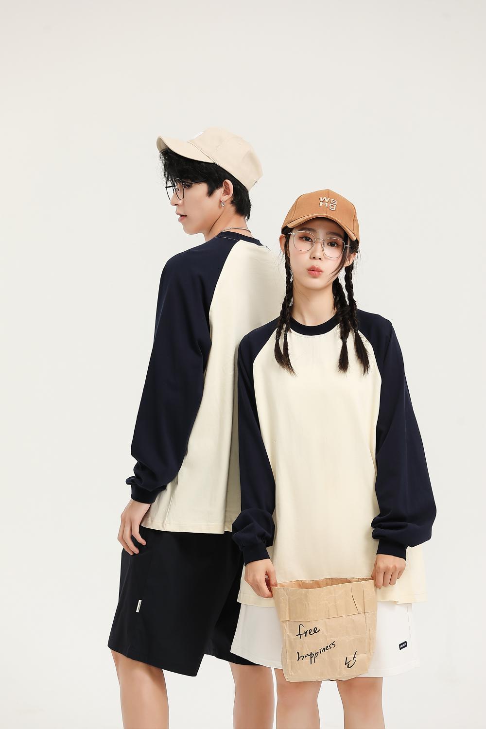 8619# Pure cotton trendy brand raglan long sleeves/250g