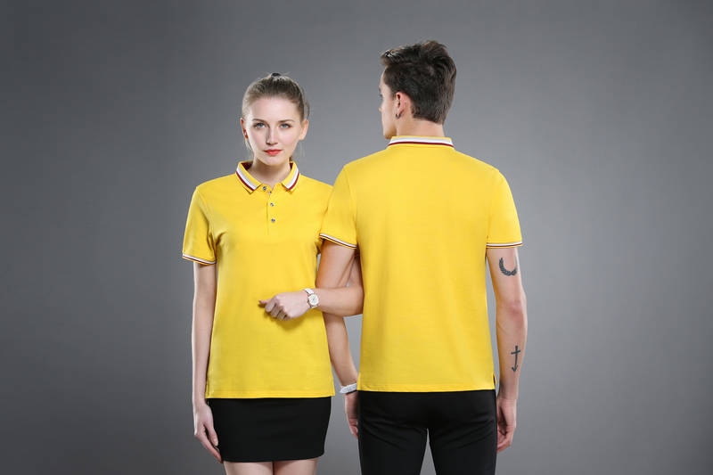 6885# Cotton-polyester double-sided collar short sleeve lapel