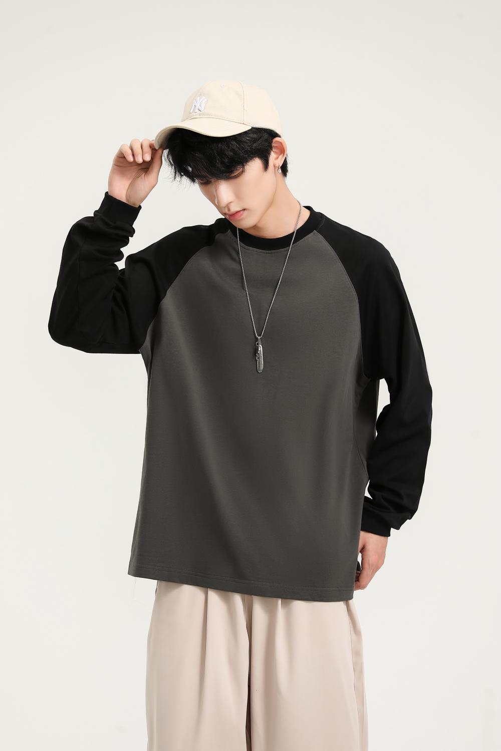 8619# Pure cotton trendy brand raglan long sleeves/250g