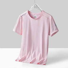 Mesh ice silk elastic round neck short-sleeved T-shirt top KC1-2205 women