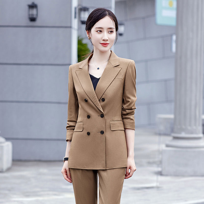 Serge retro double-breasted imitation wool suit 188-6285 women suit