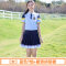 Summer middle school student campus sports style graduation photo class uniform school uniform short-sleeved suit two-piece suit female model H23-2609 (including badge)