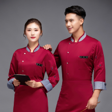 Gray collar four-button long-sleeved chef uniform top H12-L041