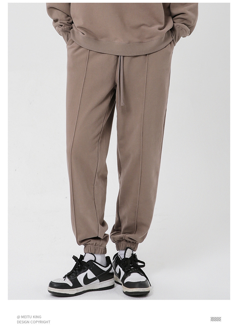 380g lightly brushed terry solid color cuffed sweatpants W13-K104