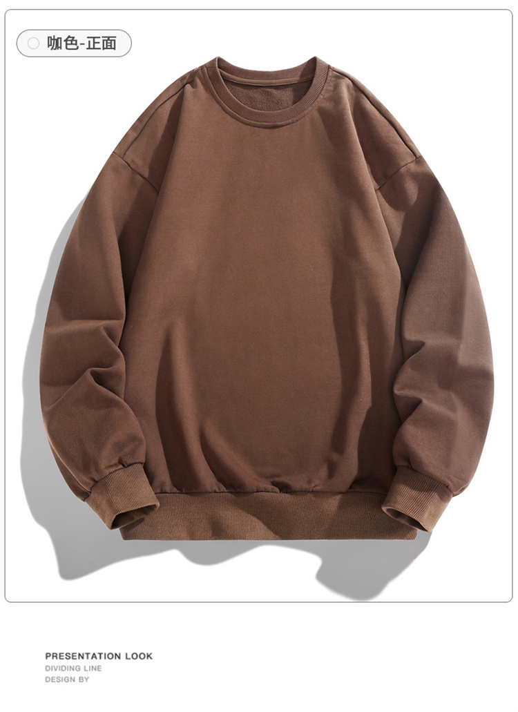 Solid color threaded collar autumn round neck pullover sweatshirt KE3-011WY000