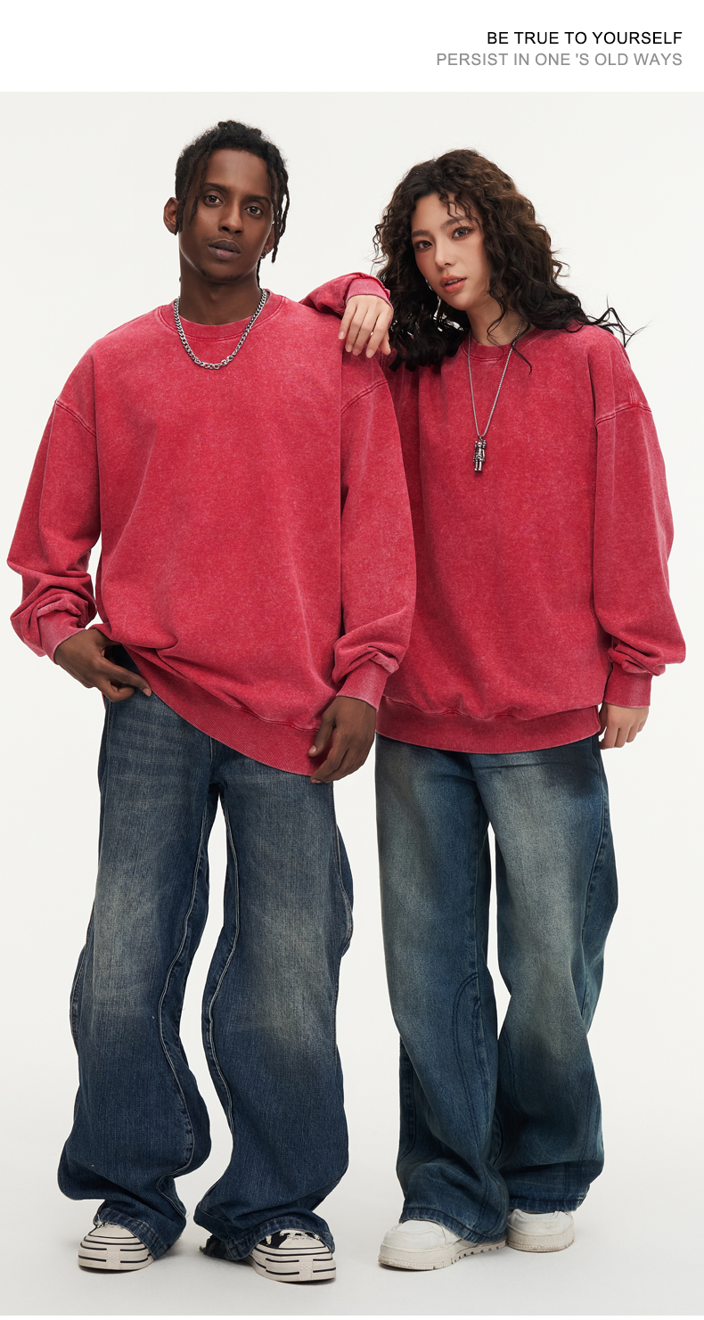 420g American retro washed round neck sweatshirt GJ67-8218