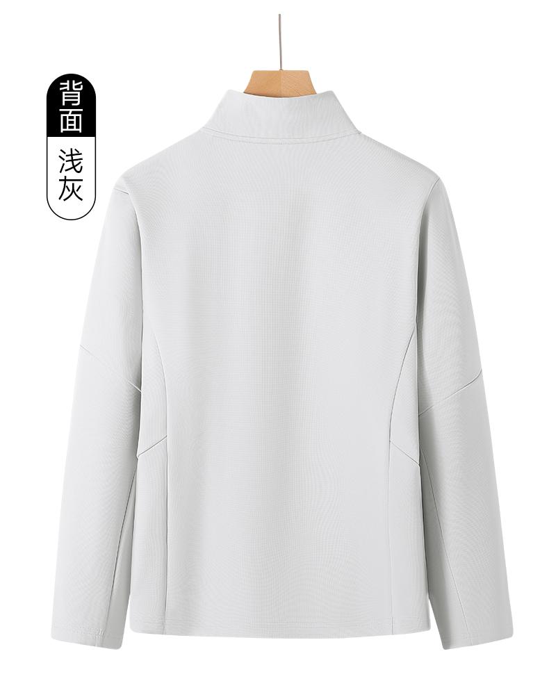 Solid color sports casual stand collar zipper sweatshirt W02-9566