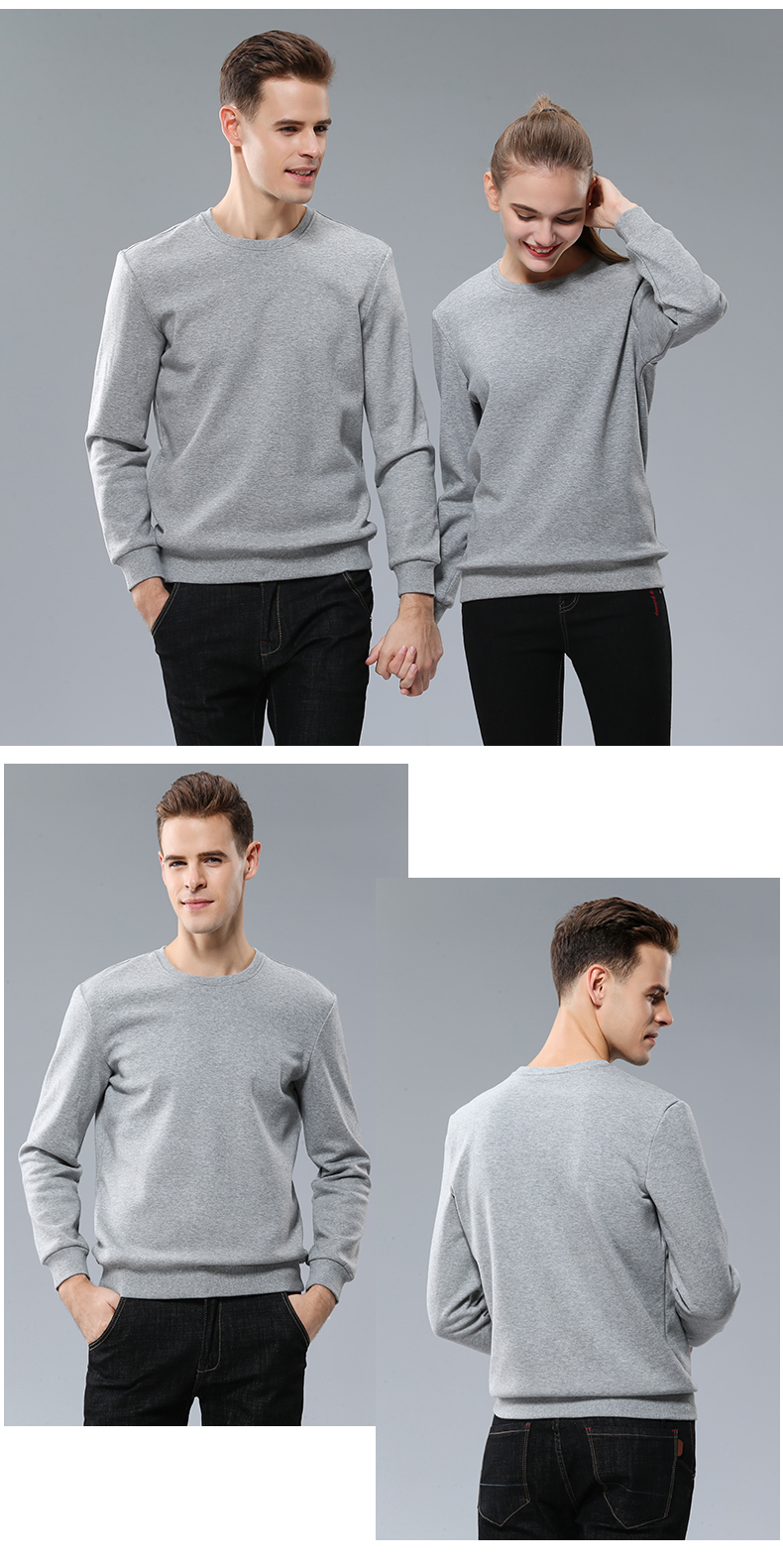 400g silver fox velvet round neck pullover sweatshirt universal style GT1-9901