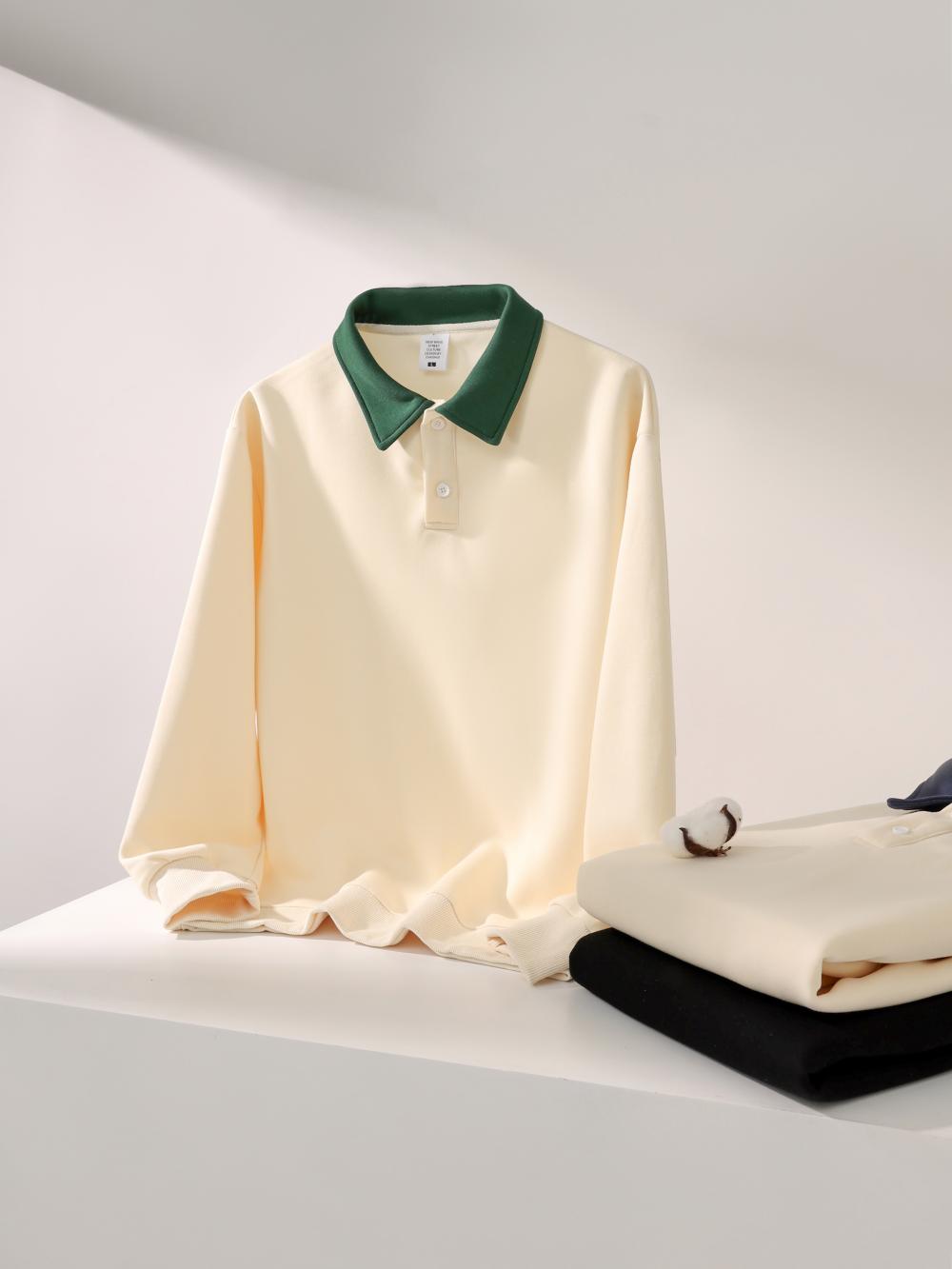 320g pure cotton colorblock collar Polo sweatshirt GT4-H08