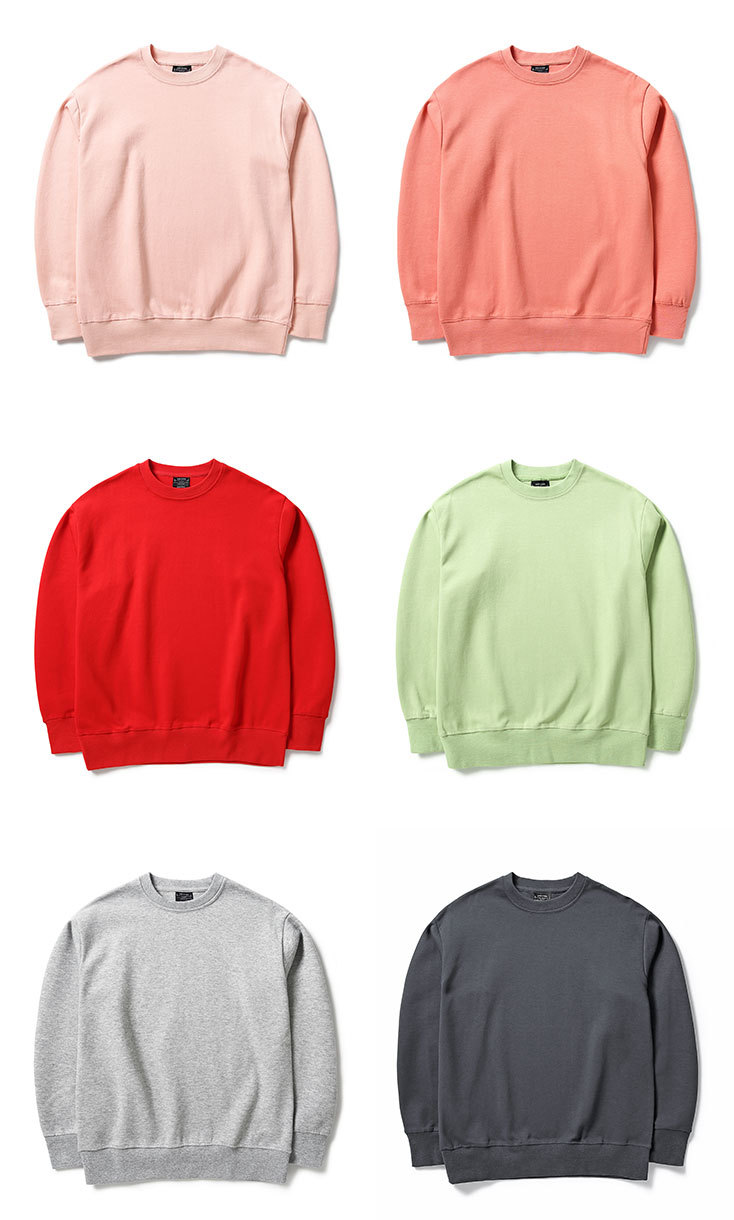 300g healthy cotton solid color round neck drop shoulder sweatshirt for men and women L02-209