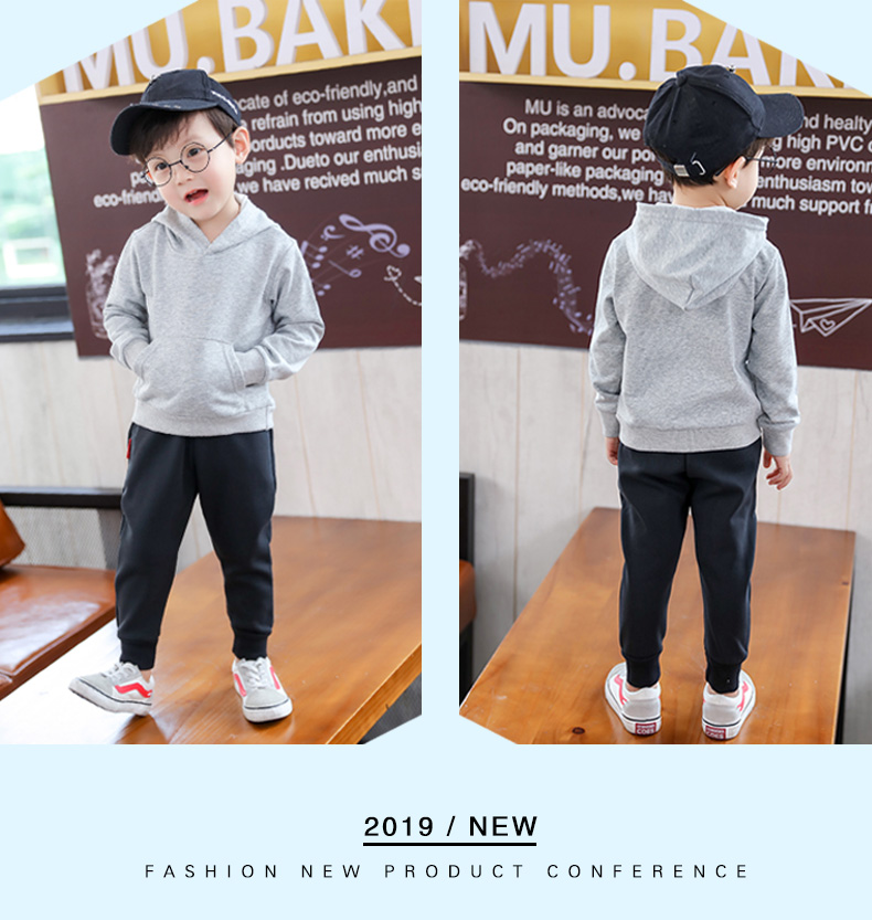 Pure cotton hooded pullover sweatshirt for kids D31-Pocket hooded sweatshirt