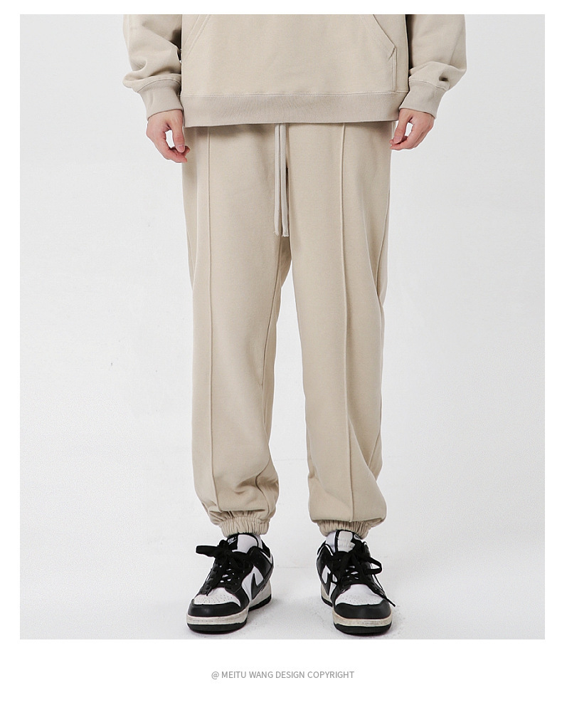 380g lightly brushed terry solid color cuffed sweatpants W13-K104