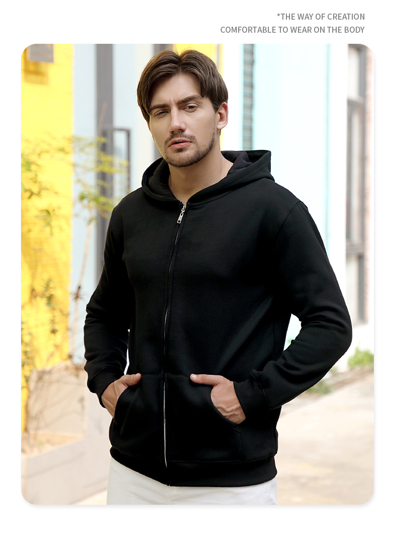 330g fleece casual fashion hooded zipper sweatshirt CF023