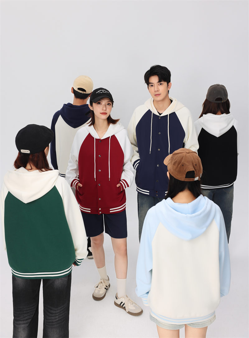 320g comfortable cotton loose raglan hooded baseball jacket GJ23-B091