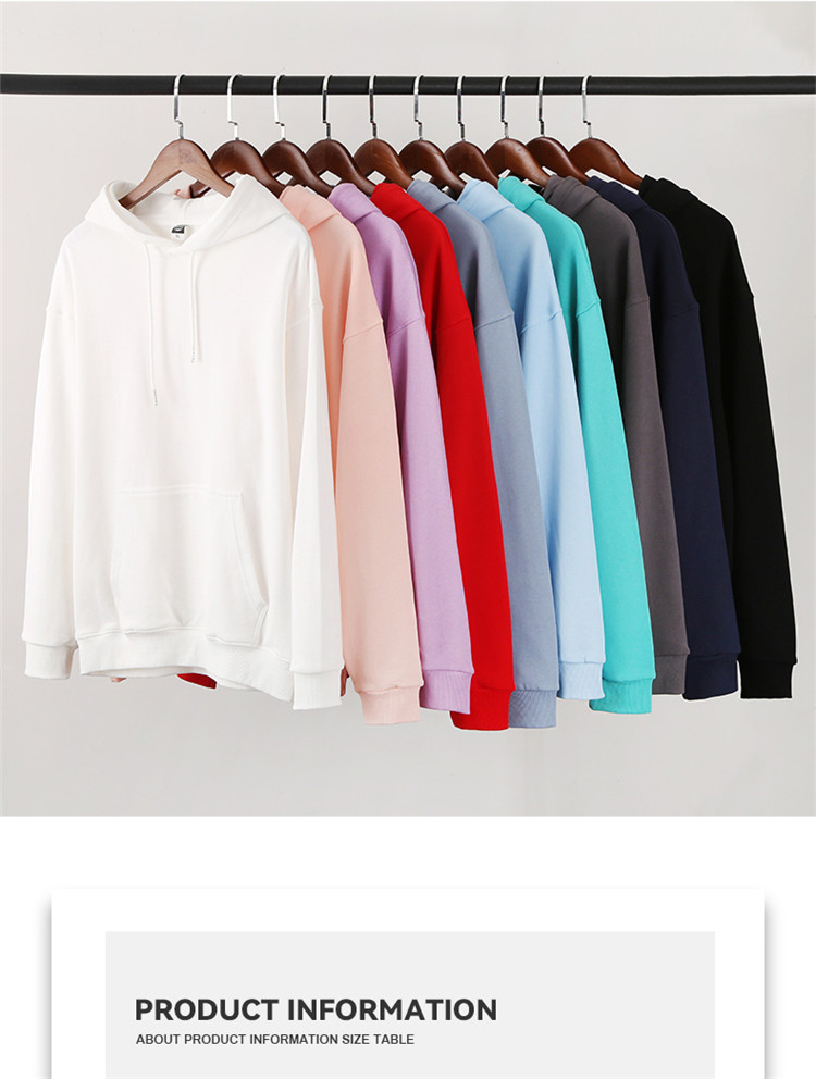 340g pure cotton large terry drop shoulder hooded pullover sweatshirt universal style S04-13321