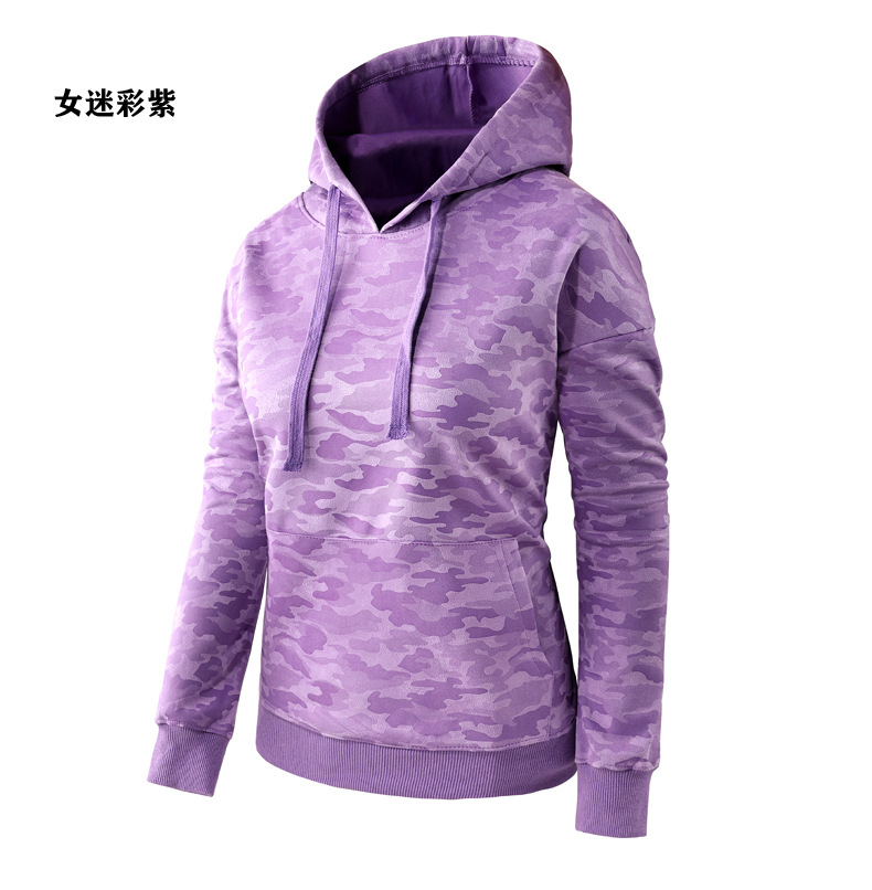 Camouflage air layer hooded pullover women sweatshirt KG2-8666