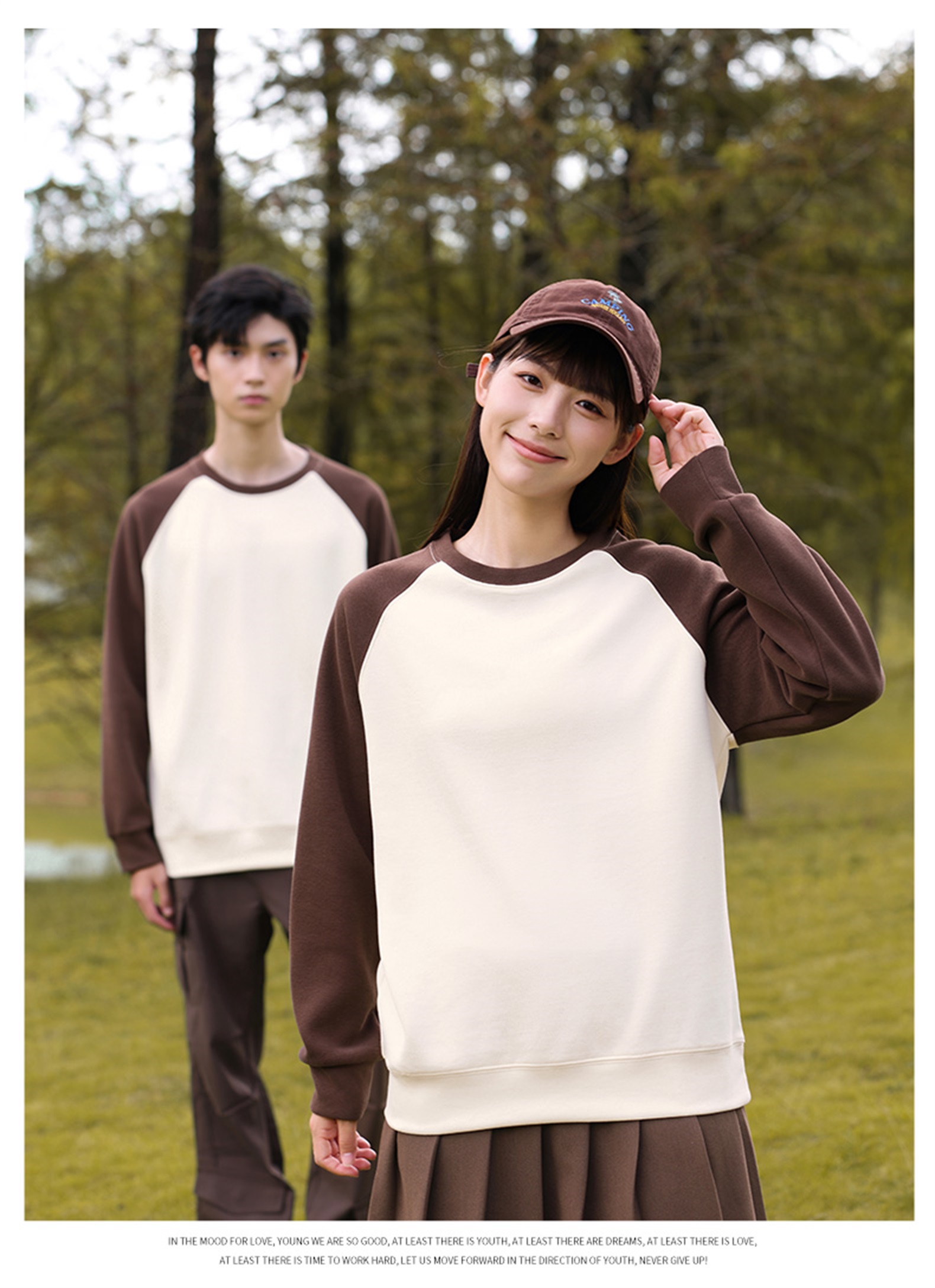 330g new oxygen cotton thin color matching round neck sweatshirt W07-CX-8806